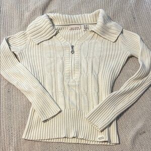 DKNY Cream V-Neck Ribbed Sweater